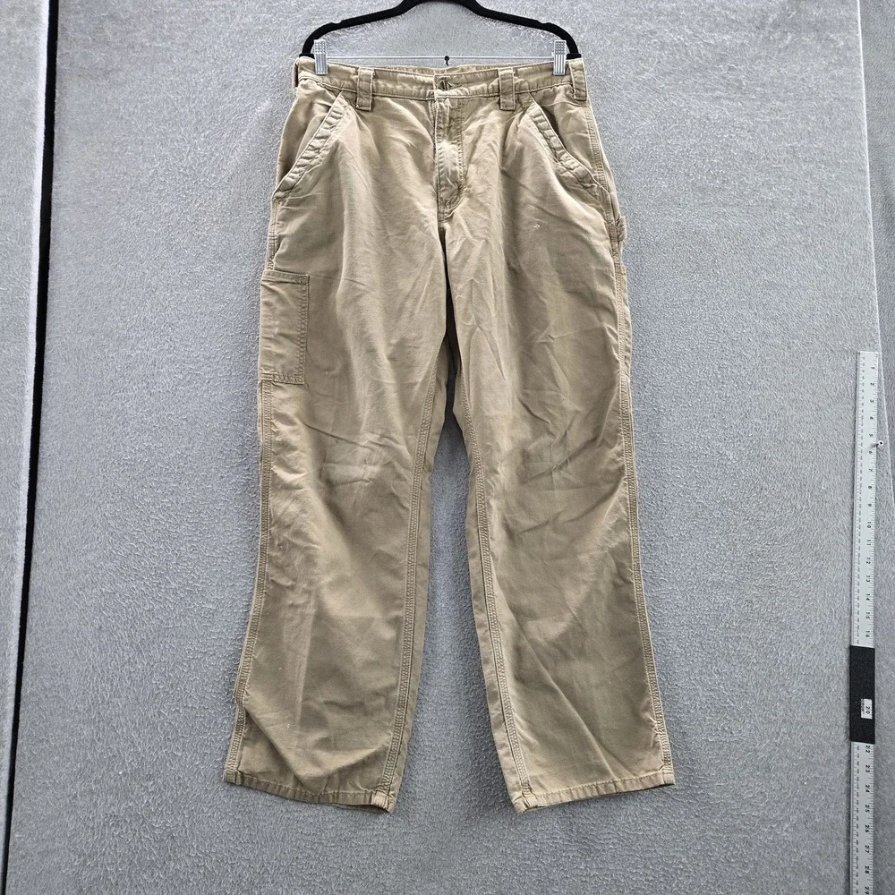 Carhartt Men Pants 34X32 Khaki Carpenter Canvas B151 DKH Work Pants 31
